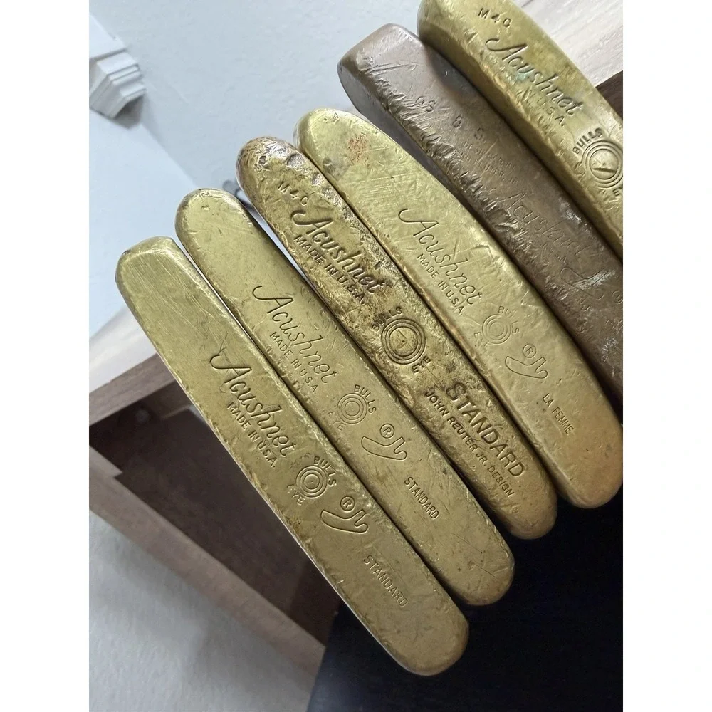 Vintage Acushnet Bullseye Putters Lot Of 6 Golf Rare Gold